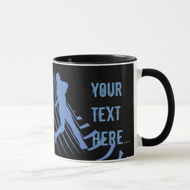 Taza Mugre negra azul de béisbol deportivo (Derecha)