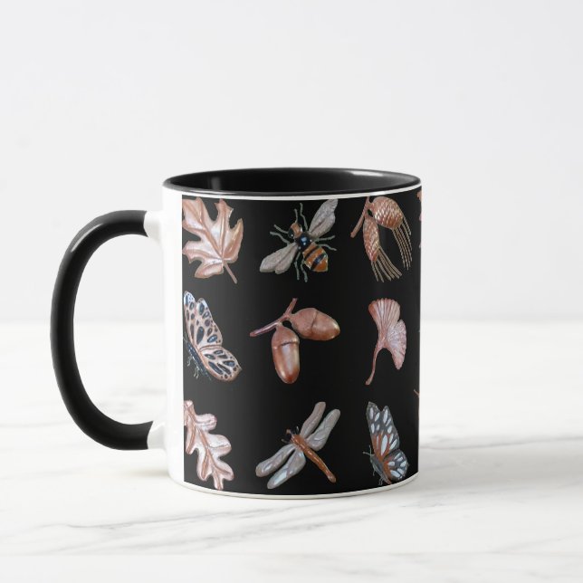 Taza Mugre negro en la huella de la naturaleza (Izquierda)