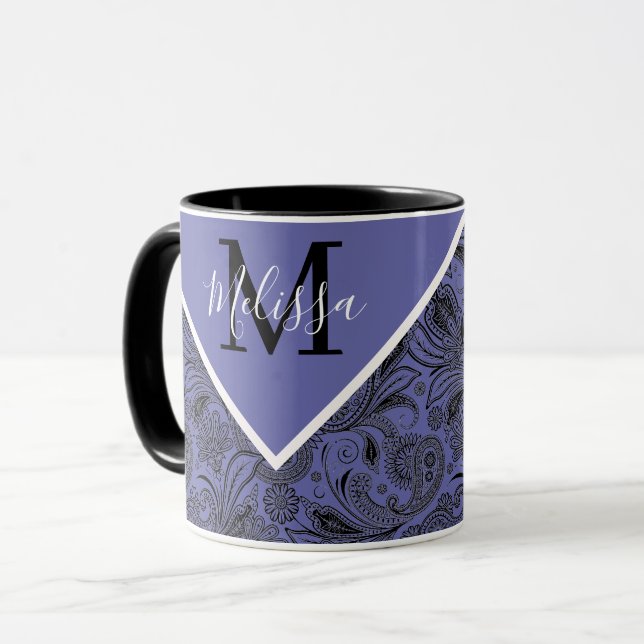 Taza Mugre negro y peri paisley (Anverso izquierdo)