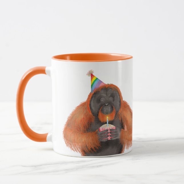 Taza Mugre personalizada de cumpleaños de orangután lin (Izquierda)