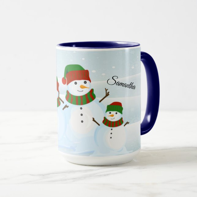 Taza Mugre personalizada de vacaciones en Snowman (Anverso derecho)