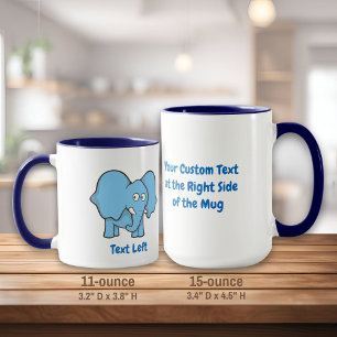 Taza Mugre personalizado de elefantes azules