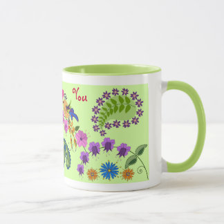 Taza Mugre romántica con aves amorosas y personalizado