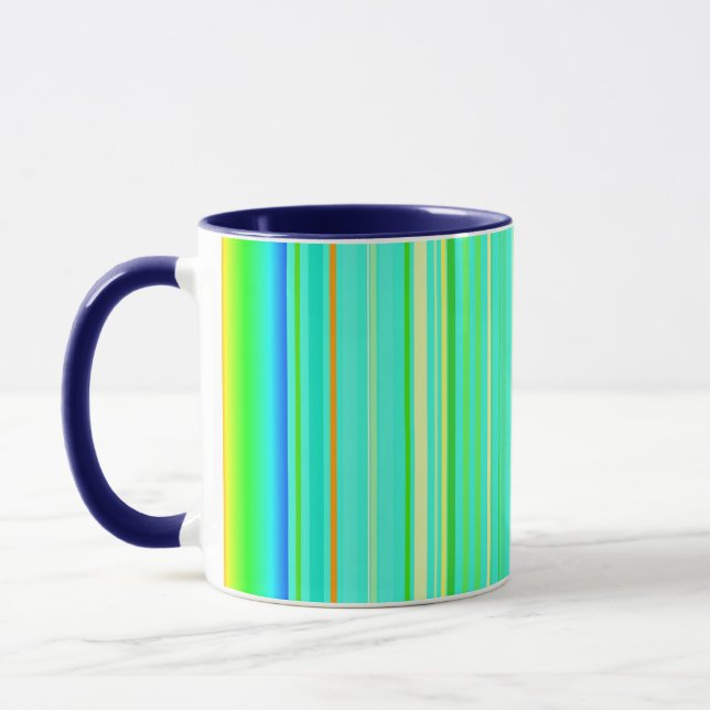 Taza Mugre verde brillante original vertical rayado (Izquierda)