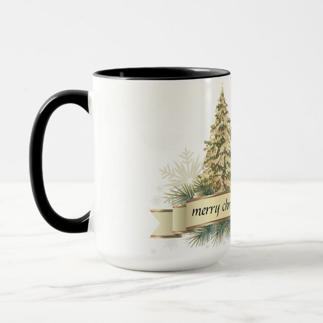 Taza Mugre verde dorado árbol de navidad (Izquierda)
