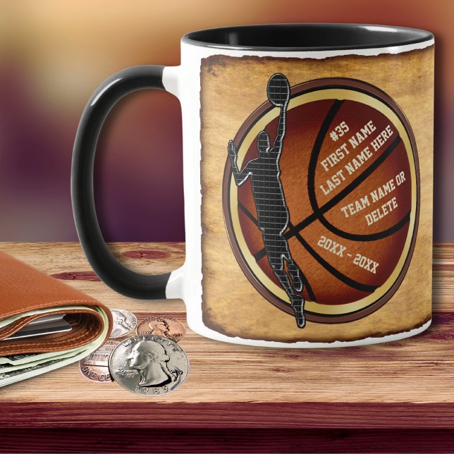 Taza Mugs de baloncesto personalizados para jugadores y (Personalized, Basketball Gifts for Coaches, and Players. Gift Ideas for Basketball Team. )