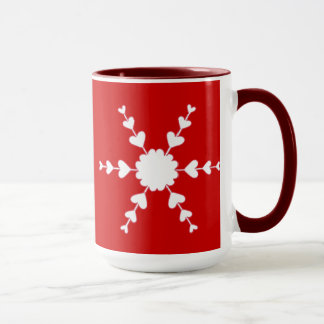 Taza Mugs de copos de nieve del corazón de San Valentín