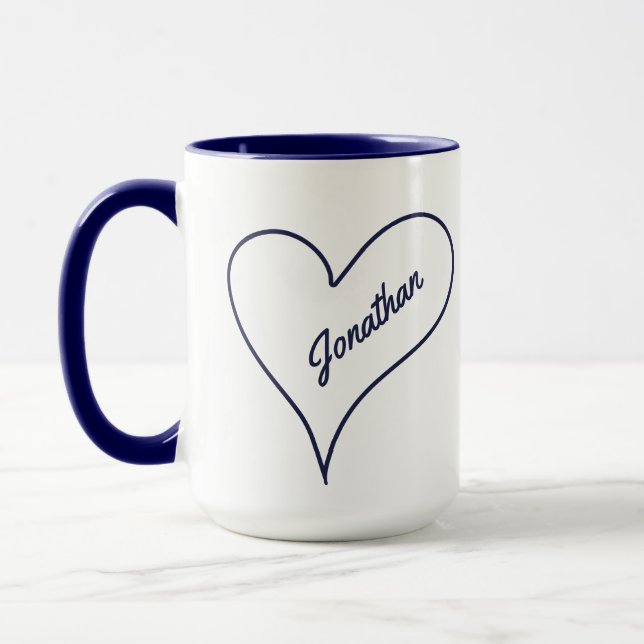 Taza Mugs de nombre personalizado Simple Heart (Izquierda)