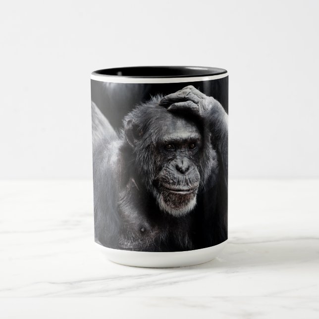 Taza Mugs de nombres personalizados Chimpanzee antiguos (Centro)
