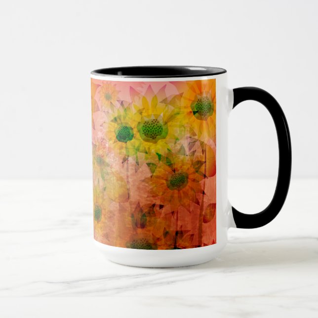 Taza Mugs de pintura del arte del girasol (Derecha)