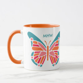 Taza Mugs en monograma de personalizado de mariposa est