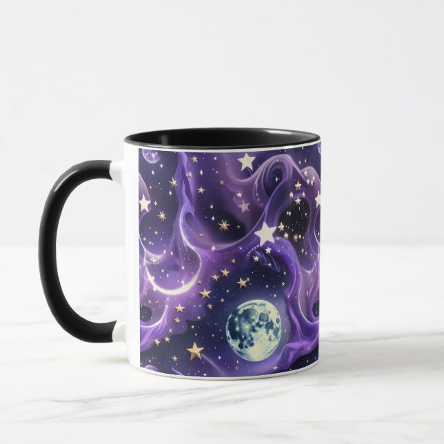 Taza Mugs – Luxury Lavender Celestial Moon Motifs Coffe (Izquierda)