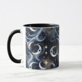 Taza Mugs – Metallic Silver Celestial Moon Phase Luxury