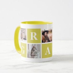 Taza Mugs personalizados de Collage de fotos amarillo p