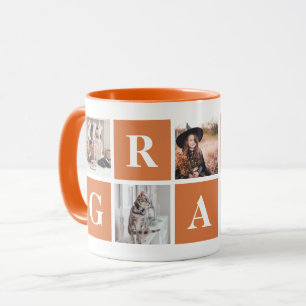 Taza Mugs personalizados del Collage de fotos Naranja p