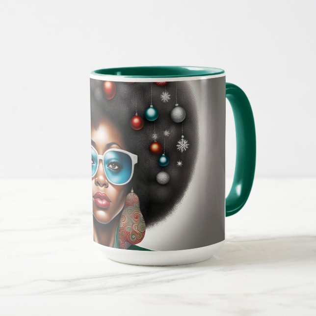 Taza Mujer afro elegante y bizarra ambiente de vacacion (Anverso derecho)