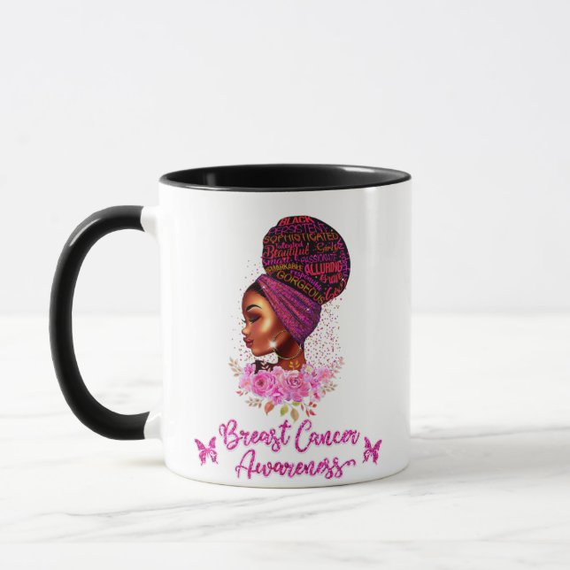 Taza Mujer afroamericana de concientización sobre el cá (Izquierda)