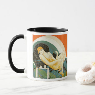 Taza Mujer Art Déco vintage reclinada en sofá, Chompre
