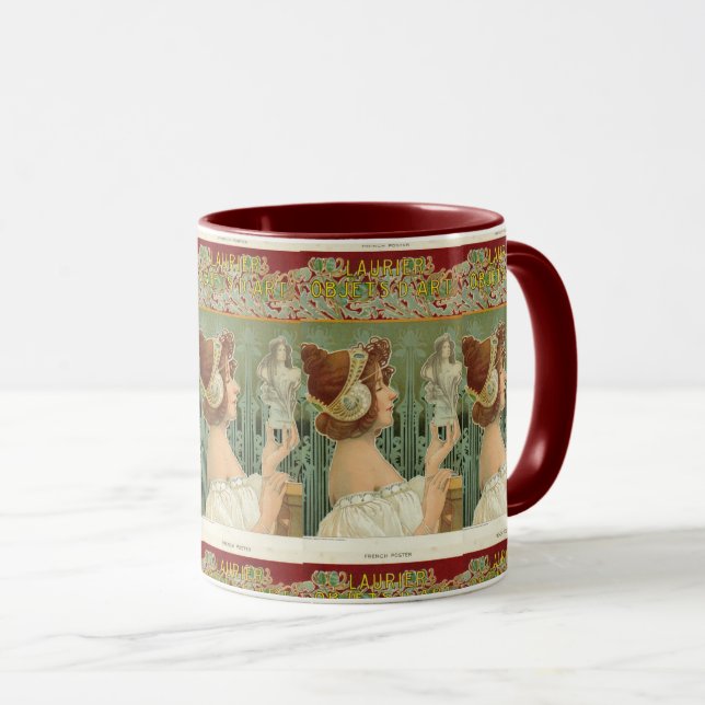 Taza Mujer Art Nouveau arte francés henri livemont (Anverso derecho)