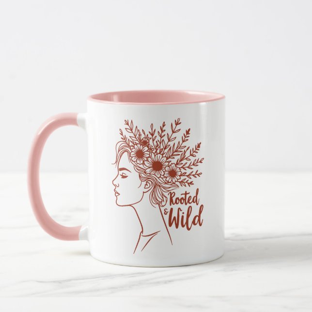 Taza Mujer Boho Wildflower Cabello Hembra Botánica (Izquierda)