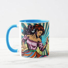 Taza Mujer bonito bailando salsa arte pop