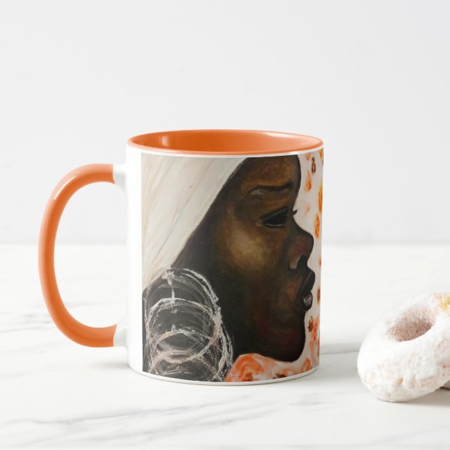 Taza Mujer Bonito de belleza africana Mug (Con donut)