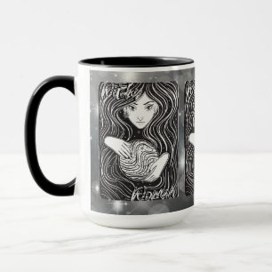 Taza Mujer Brujera Artista Negro y Blanco