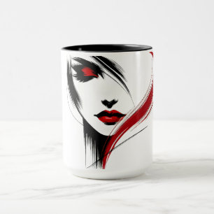 Taza Mujer con Acento Rojo Metálico