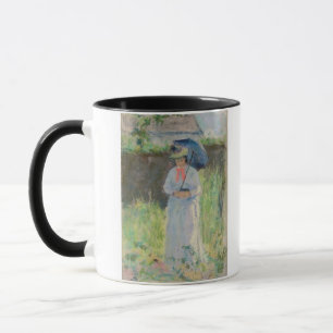 Taza Mujer con un parasol (en colores pastel en el