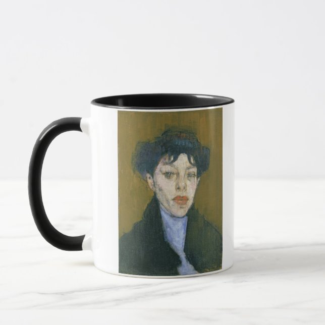 Taza Mujer con una bufanda azul, c.1912 (aceite en (Izquierda)