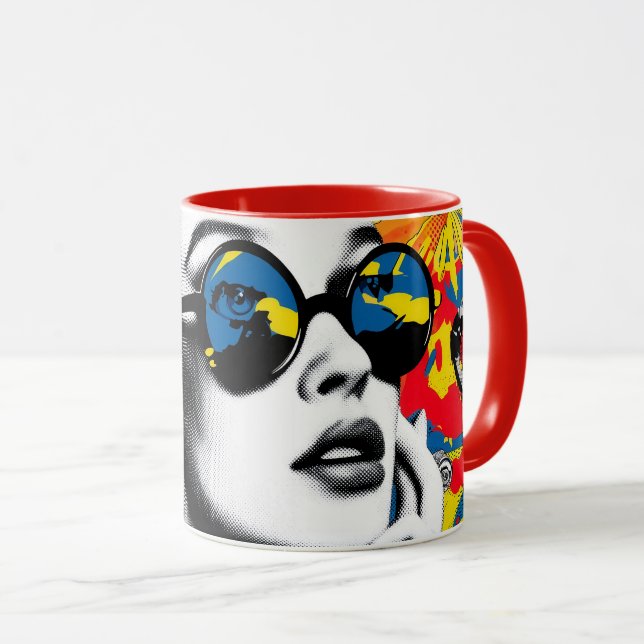 Taza Mujer de arte pop con gafas de sol (Anverso derecho)