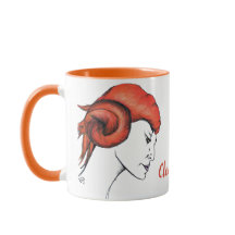Mujer de pelo naranja mandarina retrato Pop Art