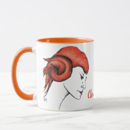 Taza Mujer de pelo naranja mandarina retrato Pop Art
