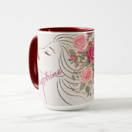 Taza Mujer elegante floral de rosa rosa personalizada p