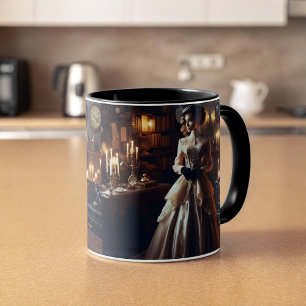 Taza Mujer elegante misteriosa victoriana vintage