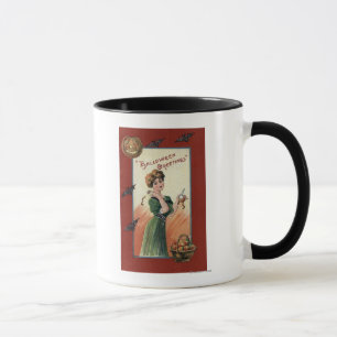 Taza Mujer en el vestido verde que pela Apple