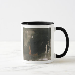 Taza Mujer en un vestido rojo (w/c en el papel)