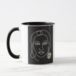 Taza Mujer enigmática - diseño de arte de línea