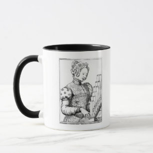 Taza Mujer joven que juega un órgano portante