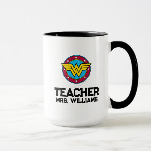 Taza Mujer Maravilla   Logo Círculo y Estrellas