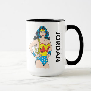 Taza Mujer Maravilla   Vintage Pose   Añadir su nombre