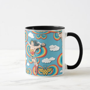 Taza Mujer Maravilla Volando Alto Patrón