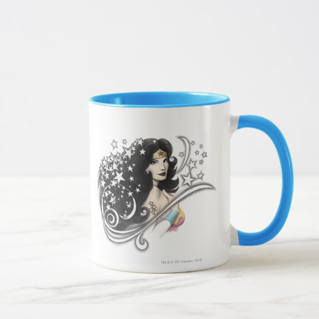 Taza Mujer Maravilla y estrellas (Derecha)