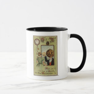 Taza Mujer mirando al hombre de calabaza en el espejo