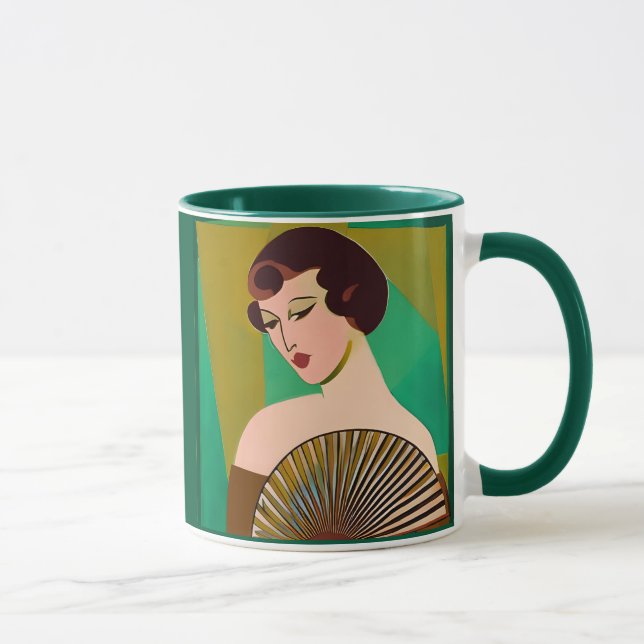 Taza Mujer moderna de estilo Art Deco con ventilador (Derecha)