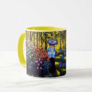 Taza Mujer Monet con una sombrilla en el jardín