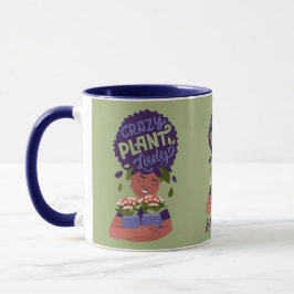 Taza Mujer Negra Crazy Plant Lady, Abrazando plantas