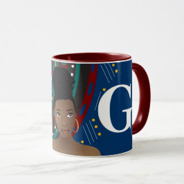 Taza Mujer negra, patrón de inspiración tribal monogram