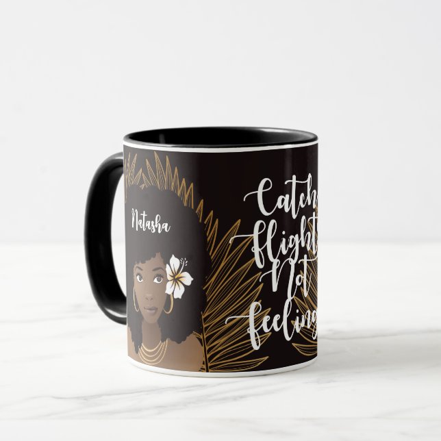 Taza Mujer negra, vuelos de captura sin sentimientos (Anverso izquierdo)