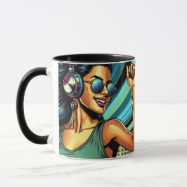 Taza Mujer pop artística en baile de audífonos